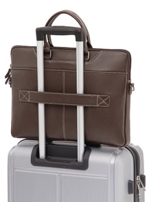 Contrast-Stitch Leather Laptop Sleeve