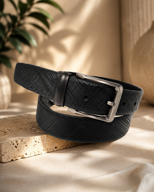 Classic  Leather Belt with Contrast Stitching