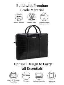 Croc-Embossed Executive Laptop Bag