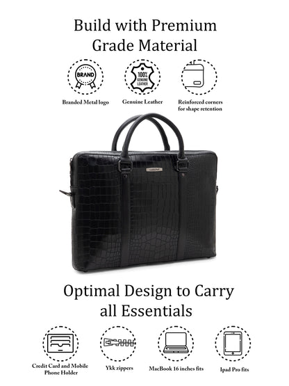 Croco Leather Laptop Bag  LT16-5001
