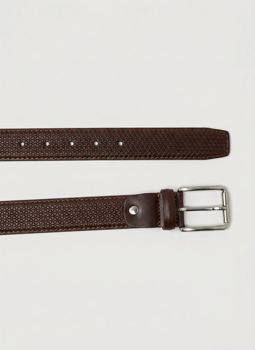 Slant Leather Pattern Belt
