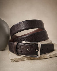 Classic Leather Belt with Contrast Stitching