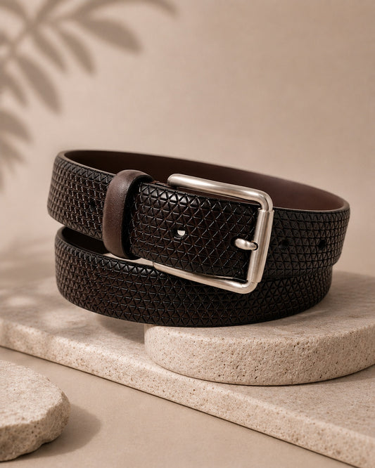 Slant Leather Pattern Belt