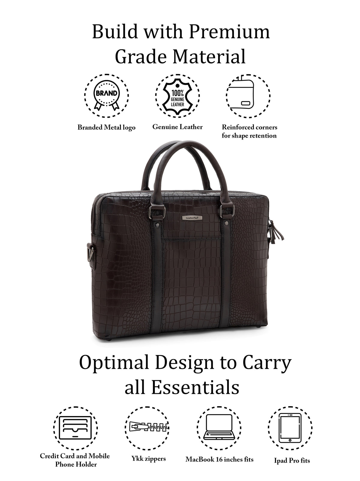 Croc-Embossed Executive Laptop Bag