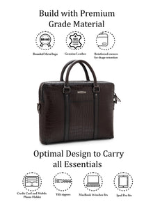 Croc-Embossed Executive Laptop Bag