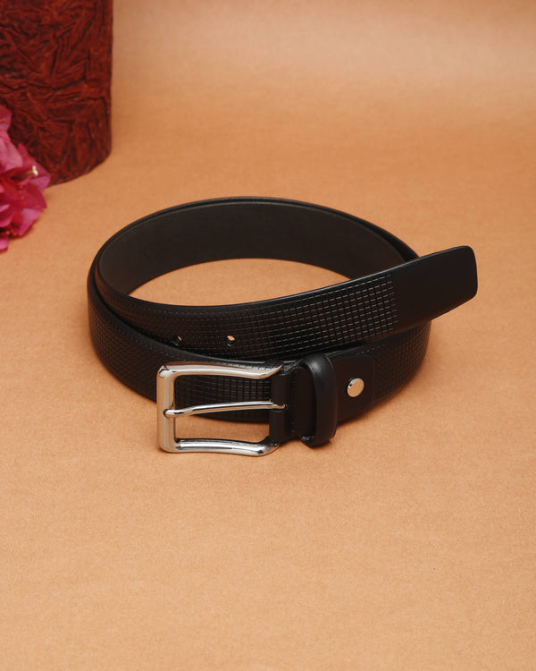 Square Grid Embossed Crafted Leather Belt