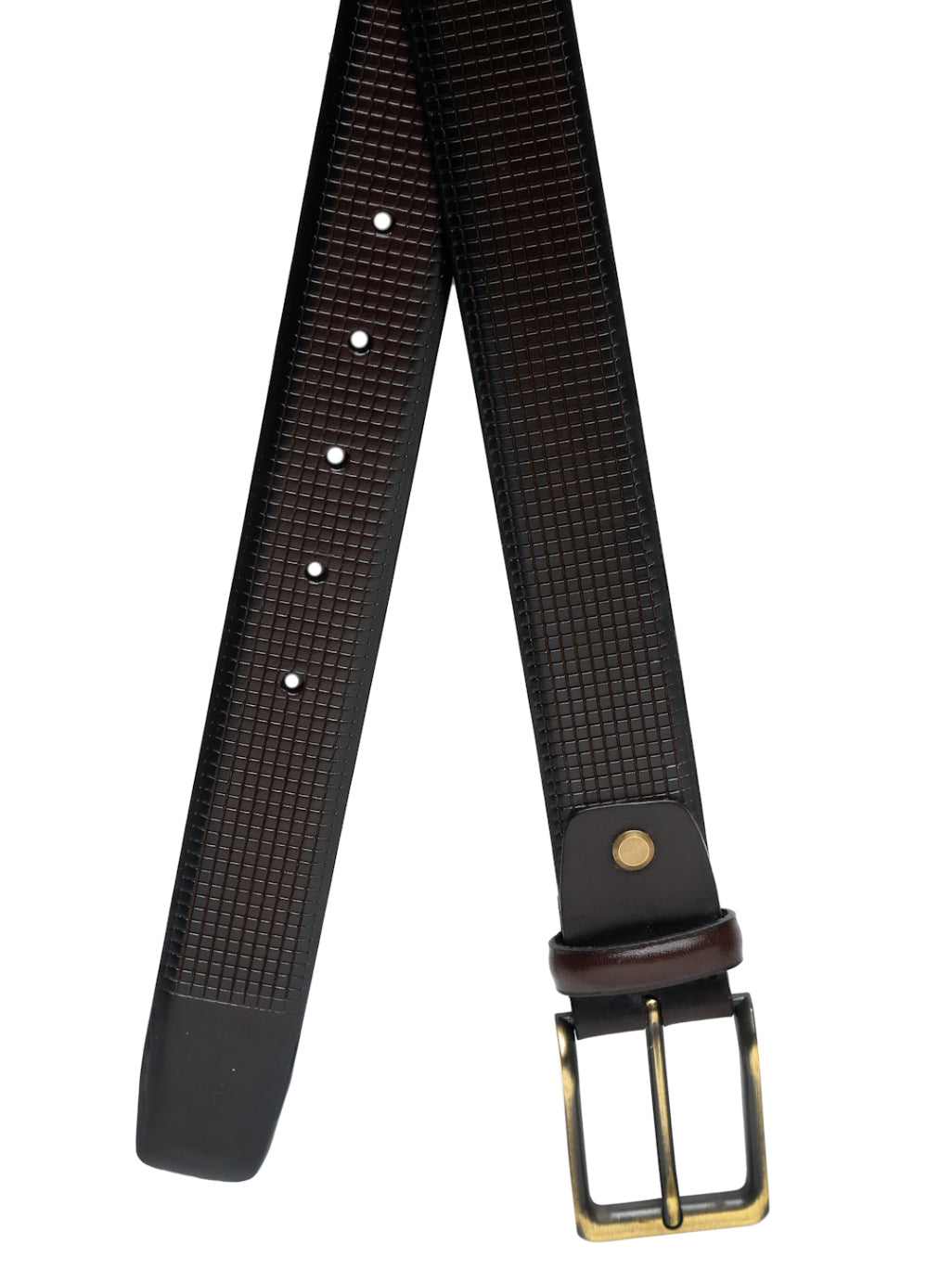 Square Grid Embossed Crafted Leather Belt