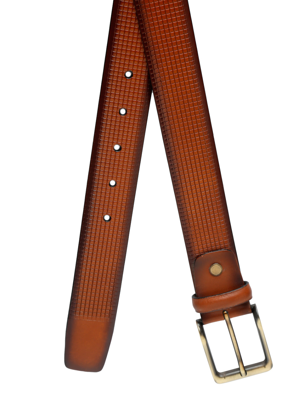 Square Grid Embossed Crafted Leather Belt