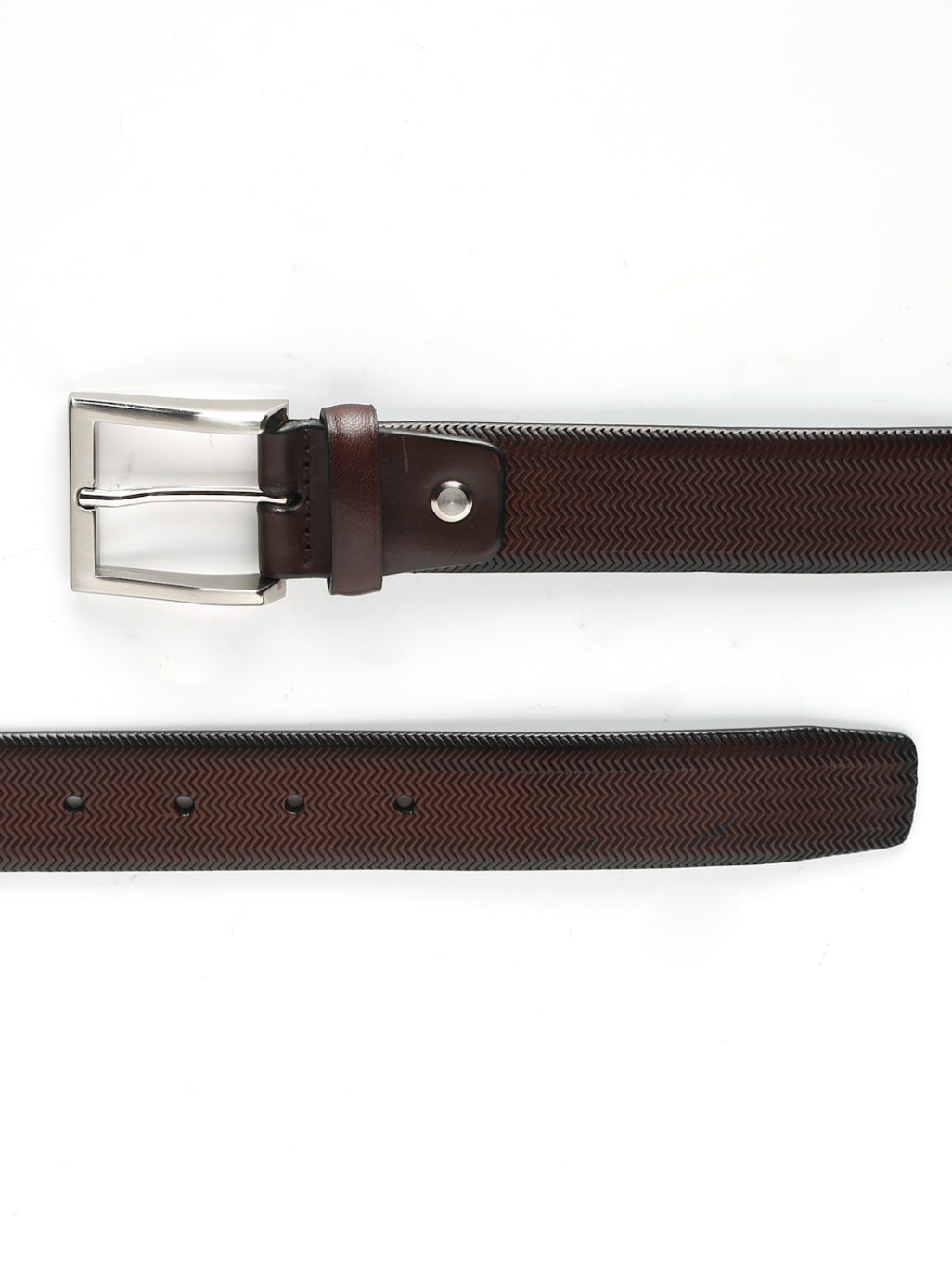 Premium Herringbone Texture Leather Belt