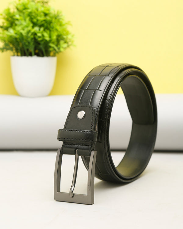 Crocodile Embossed Leather Belt