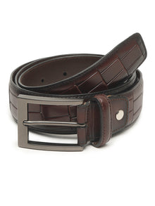 Crocodile Embossed Leather Belt
