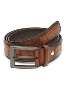 Crocodile Embossed Leather Belt