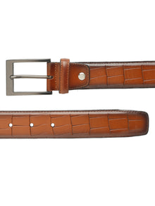 Crocodile Embossed Leather Belt