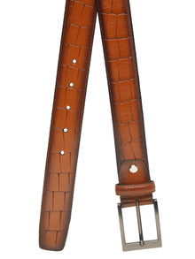 Crocodile Embossed Leather Belt