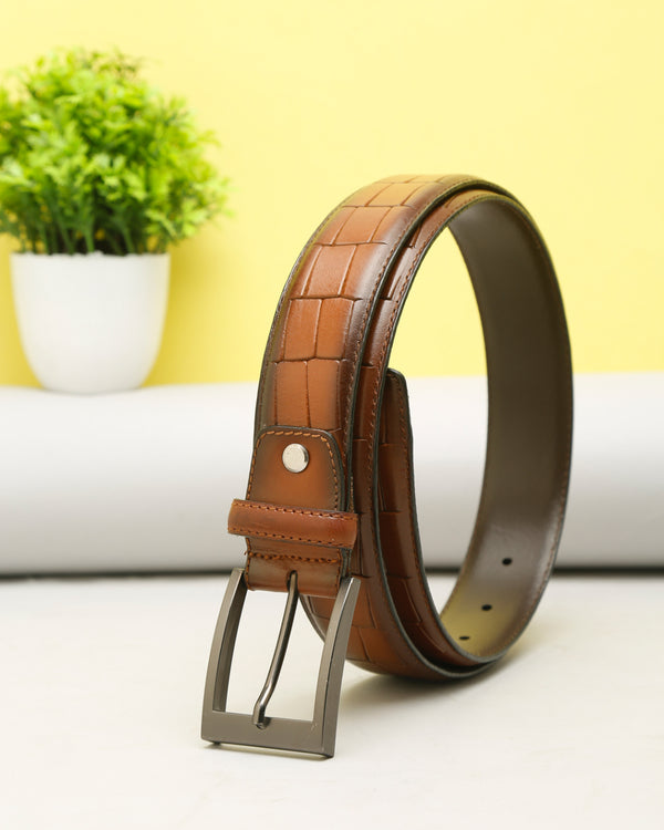 Crocodile Embossed Leather Belt