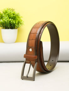Crocodile Embossed Leather Belt