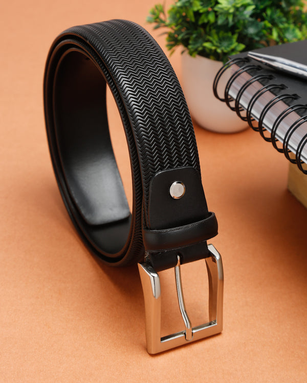 Premium Herringbone Texture Leather Belt