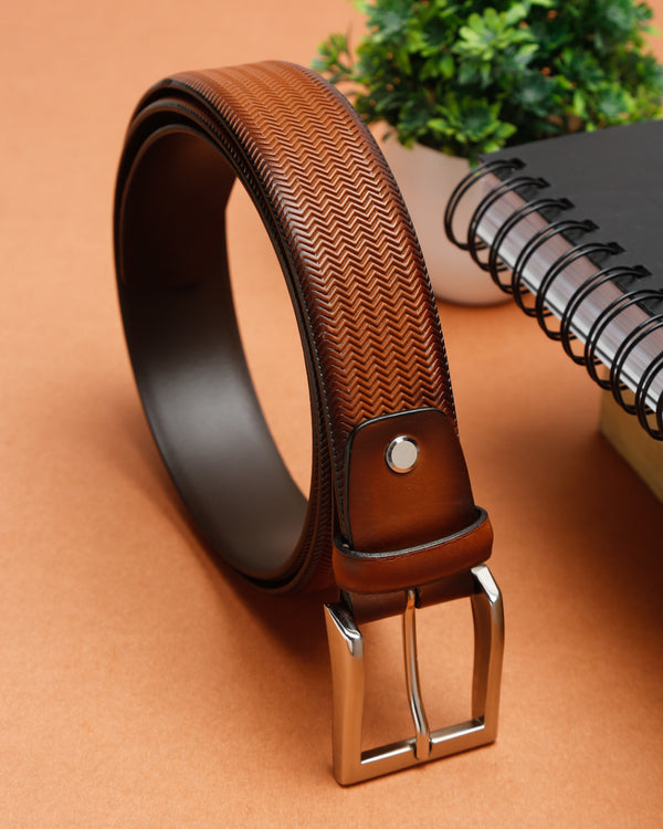 Premium Herringbone Texture Leather Belt