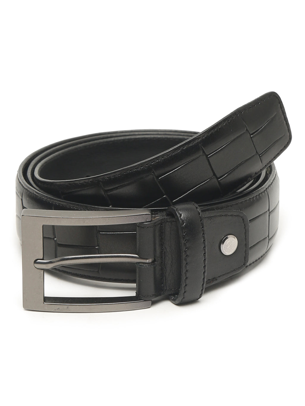 Crocodile Embossed Leather Belt
