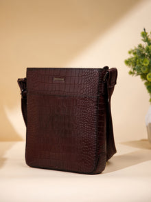 Croc-Embossed Leather Sling Bag
