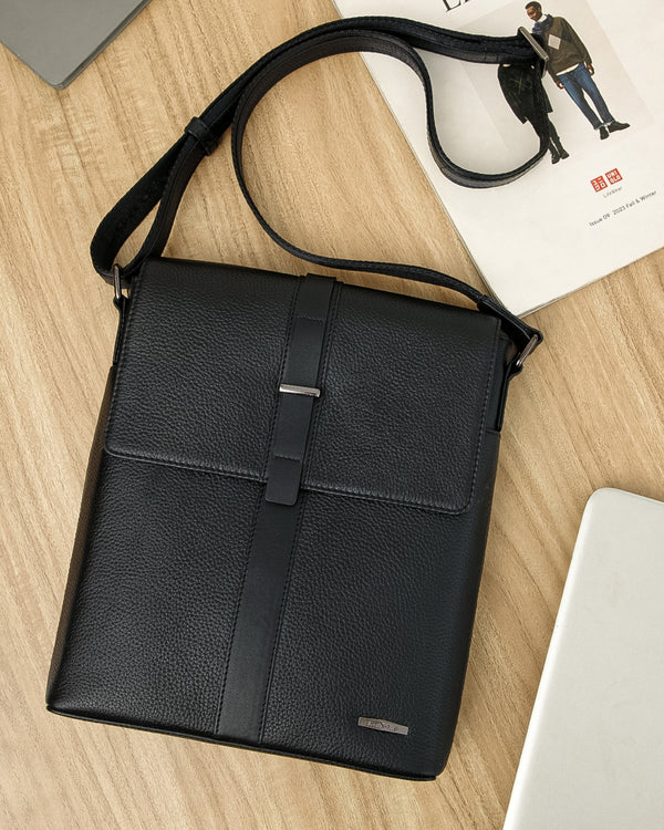 Textured Leather Sling Bag