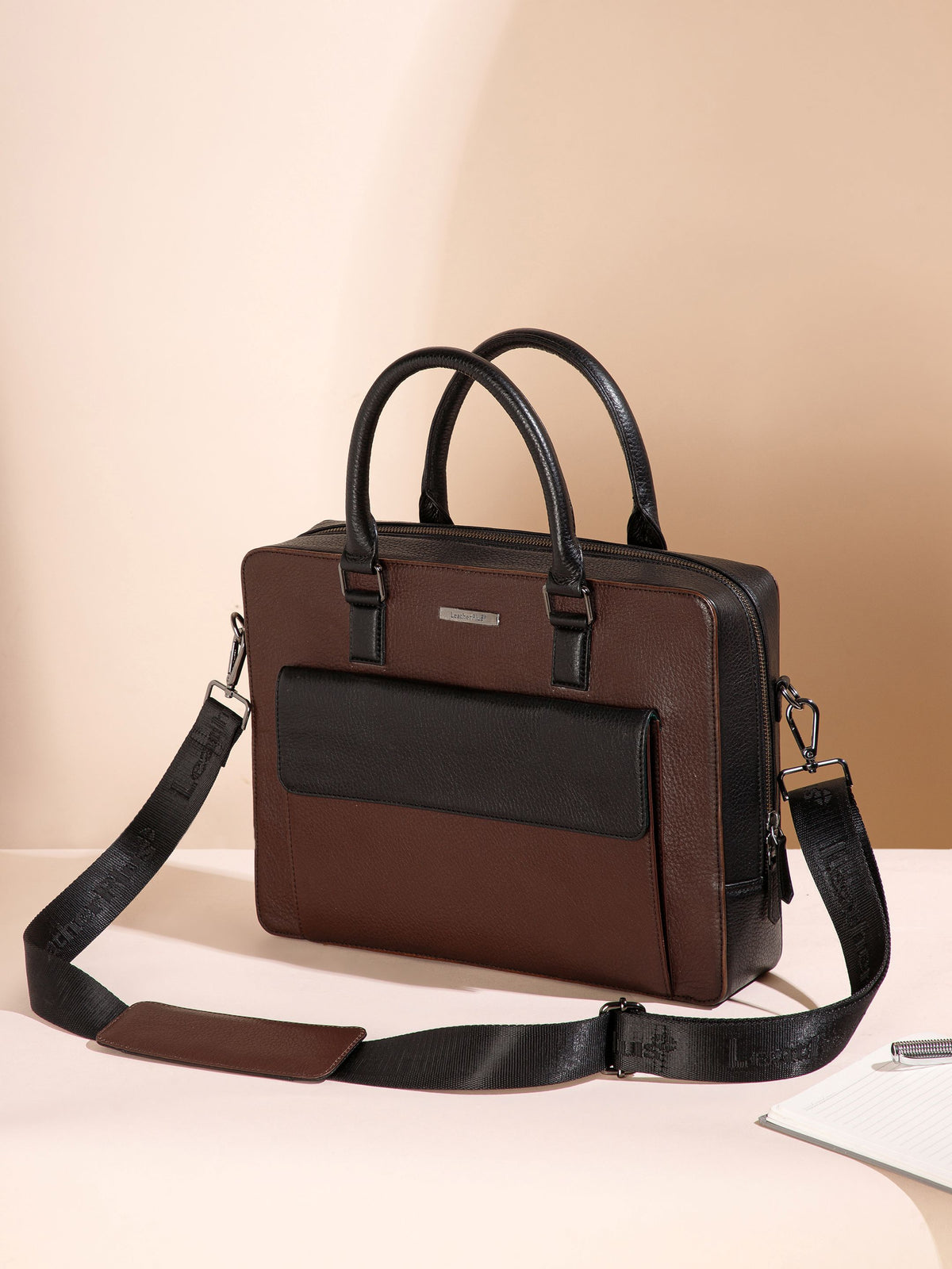 Signature Colorblock Leather Laptop Bag