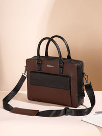 Colorblocked Leather Laptop Bag  LT16-4004
