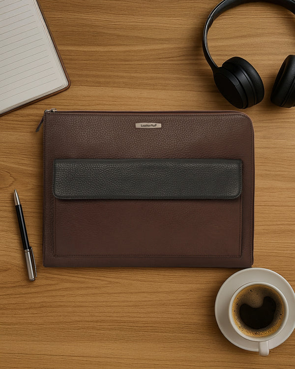 Colorblock Leather Laptop Sleeve