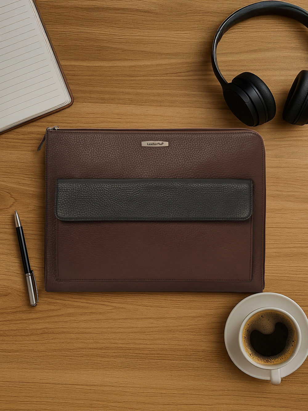 Color-blocked Leather Laptop Sleeve SV16-4004