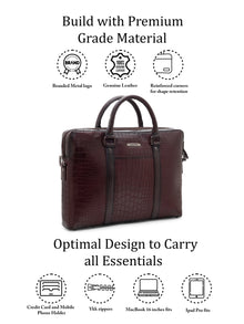Croc-Embossed Executive Laptop Bag