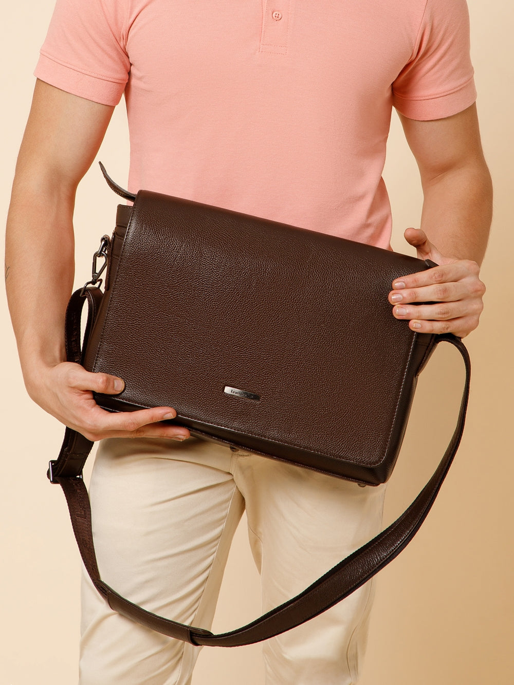 Flap Leather Laptop Bag