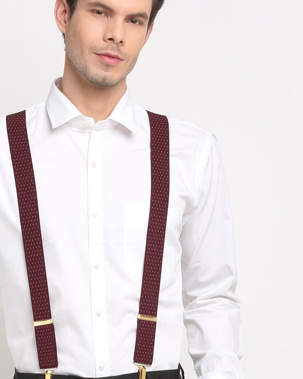 Maroon Dotted Elastic Suspenders