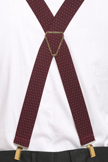 Maroon Dotted Elastic Suspenders