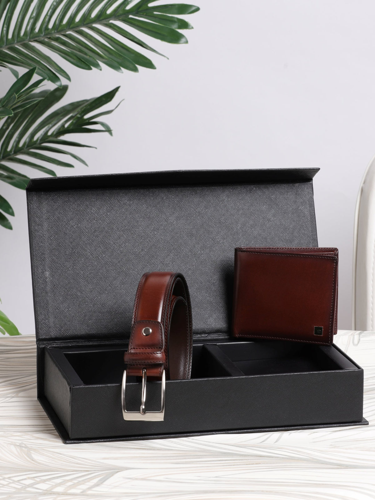 Croc-Embossed Belt & Wallet Gift Set
