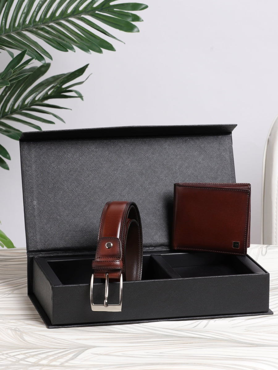Croc-Embossed Belt & Wallet Gift Set