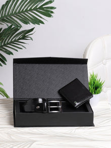 Signature Croc-Panel Belt & Wallet Gift Set