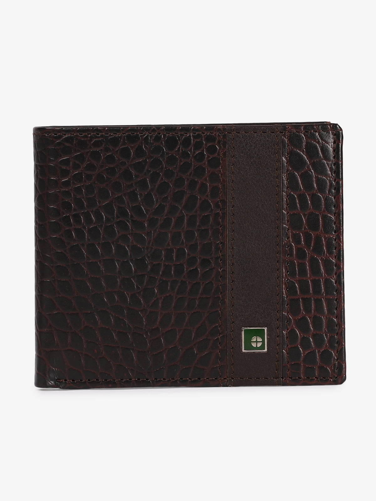 Croc-Panel Leather Wallet