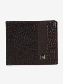 Croc-Panel Leather Wallet