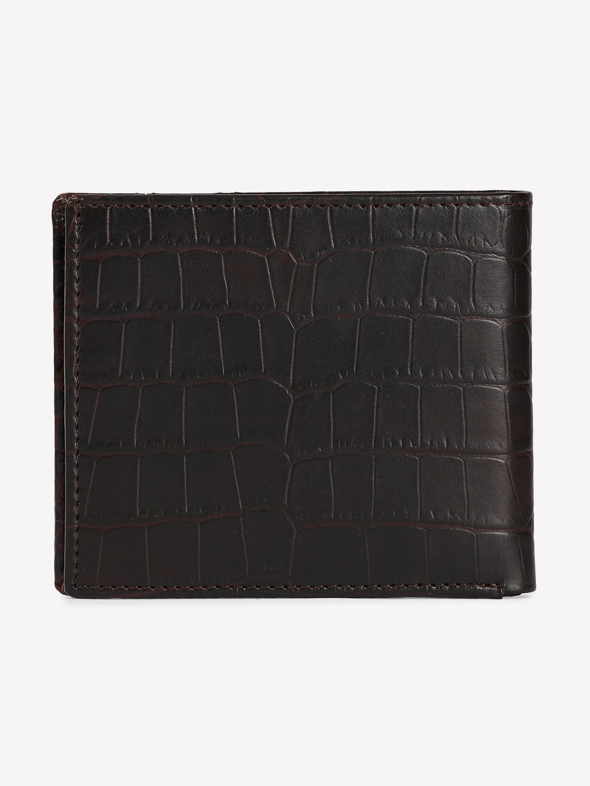 Croc-Panel Leather Wallet