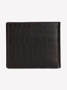 Croc-Panel Leather Wallet