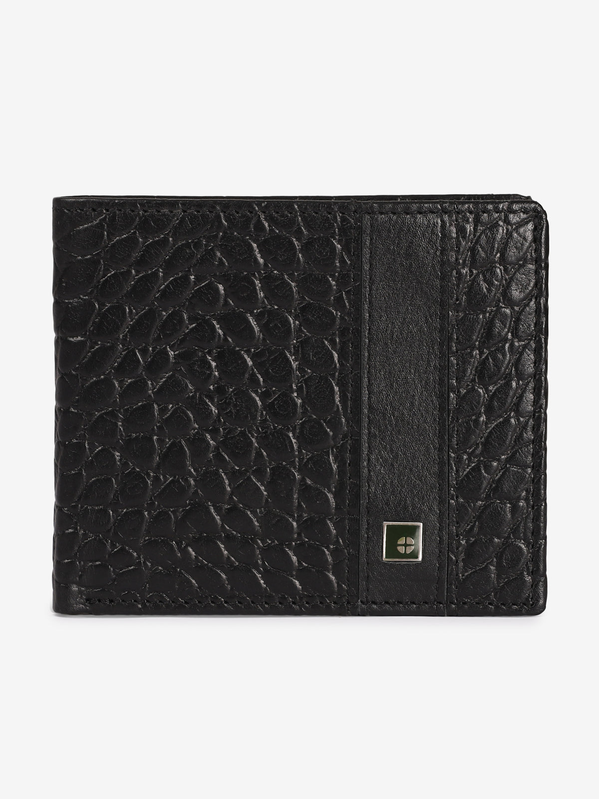 Croc-Panel Leather Wallet
