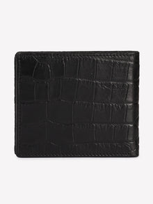 Croc-Panel Leather Wallet