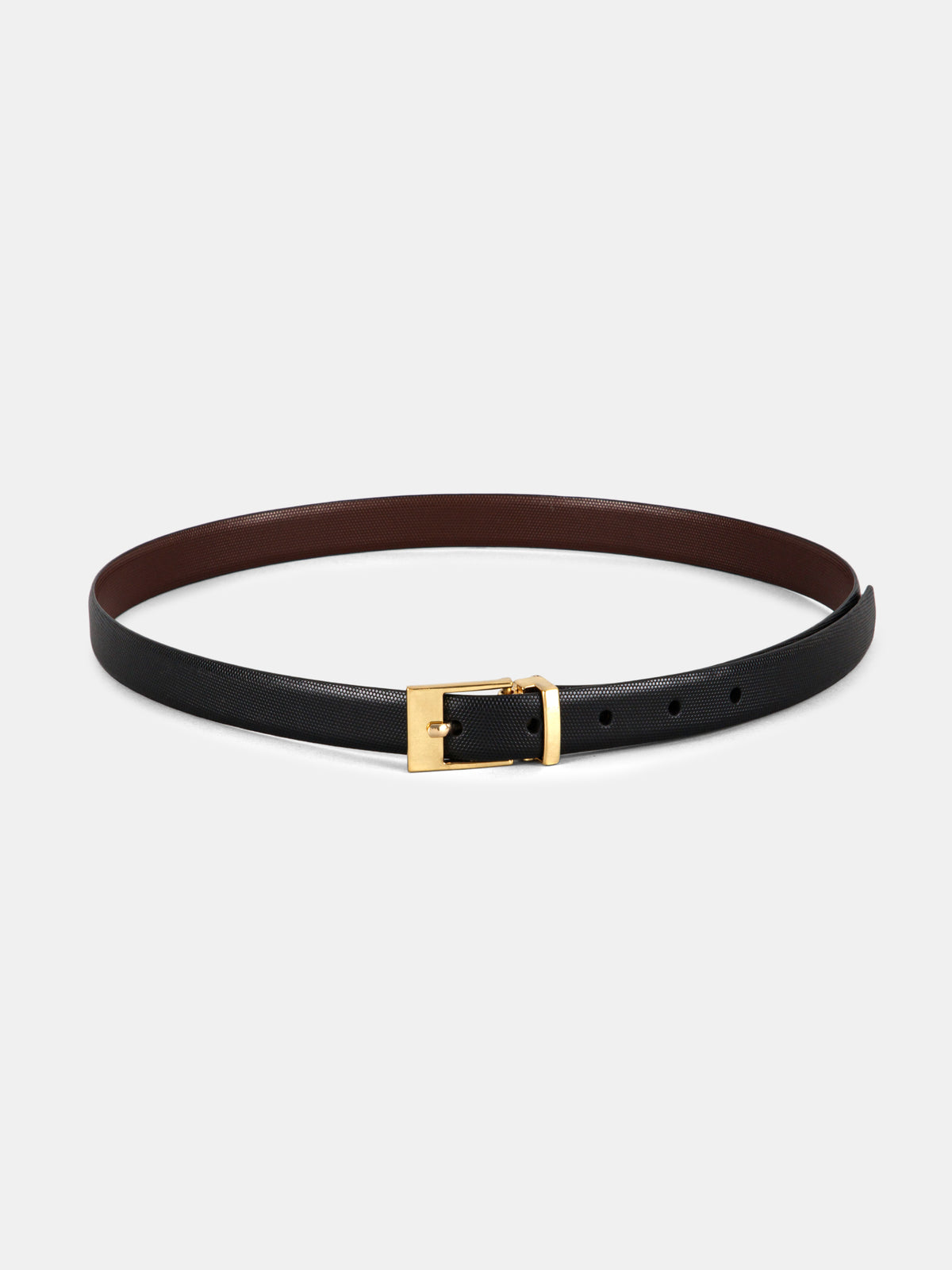 Lizard-Print Reversible Leather Belt