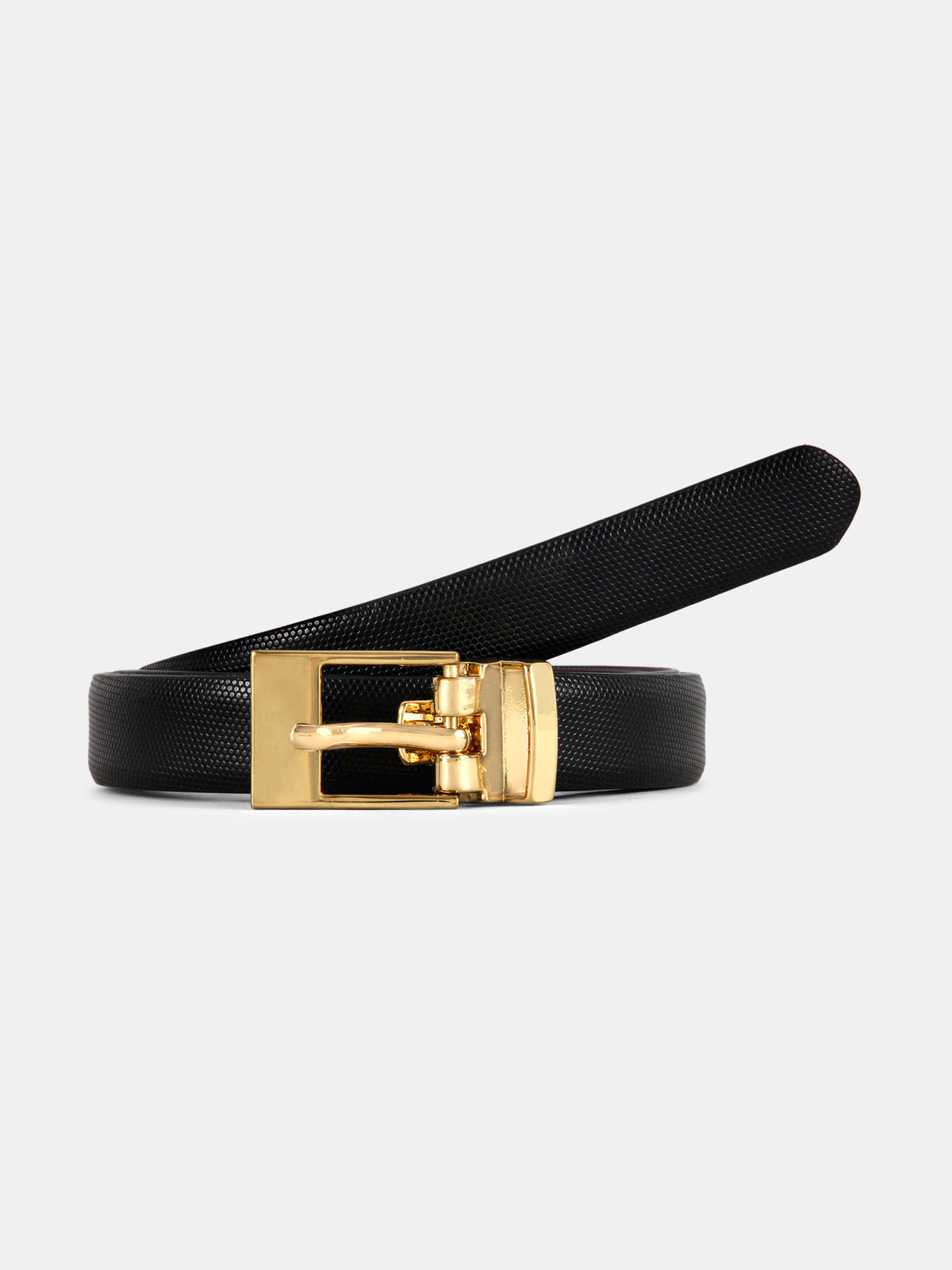 Lizard-Print Reversible Leather Belt