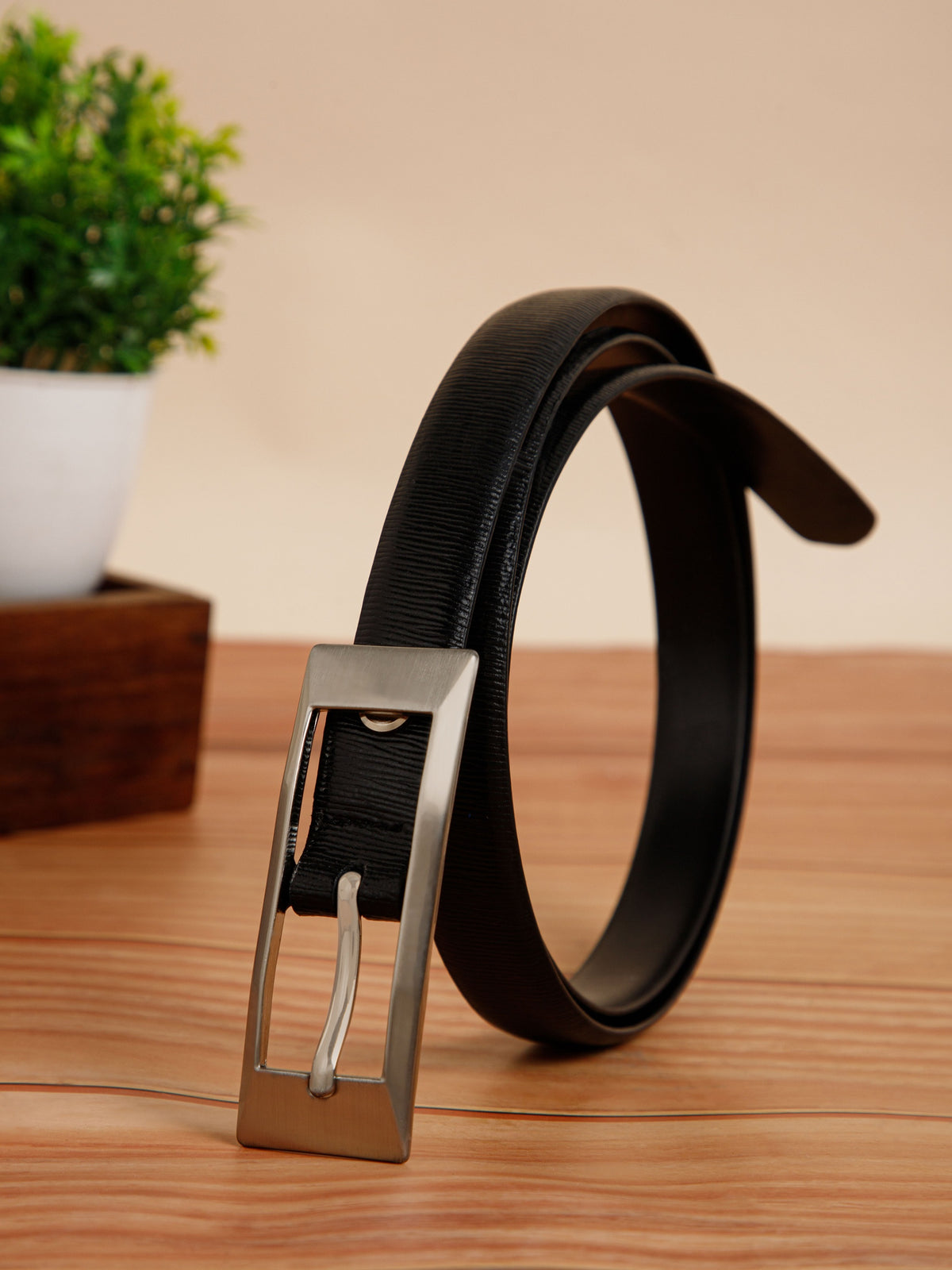 Striped Leather Belt