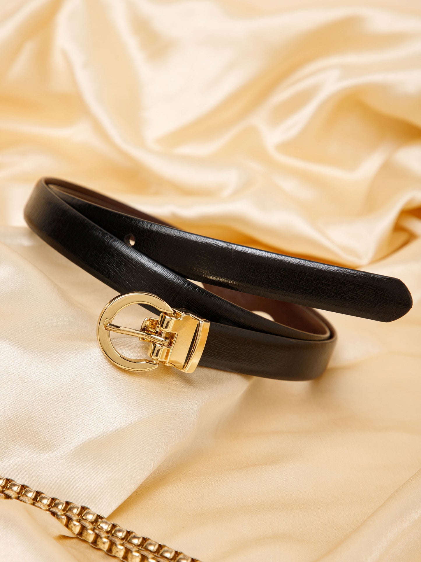 Elegant Reversible Ladies Belt LBRB-2740 G Black
