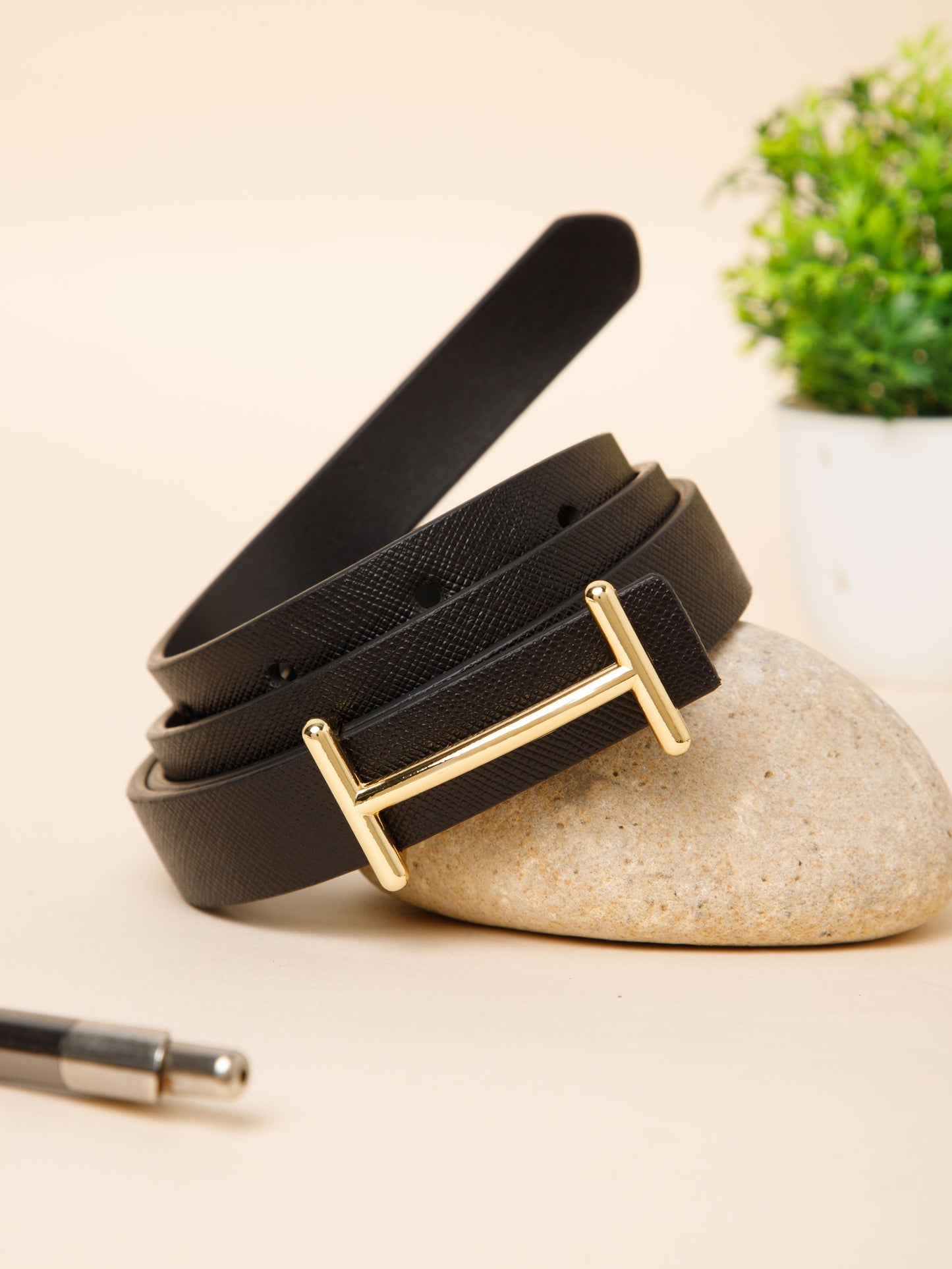 Saffiano Ladies Belt LBSB-2266 G Black