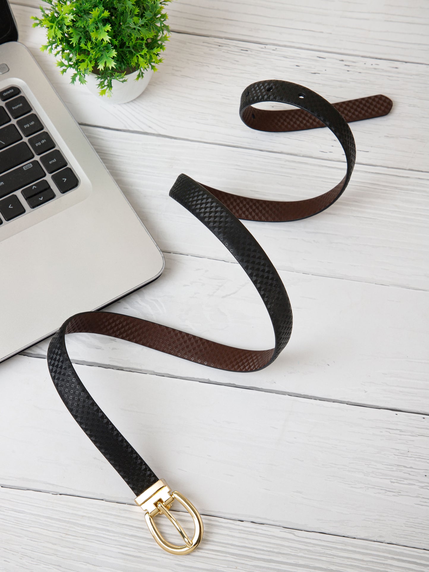 Elegant Reversible Ladies Belt LBRB-2721 G Black