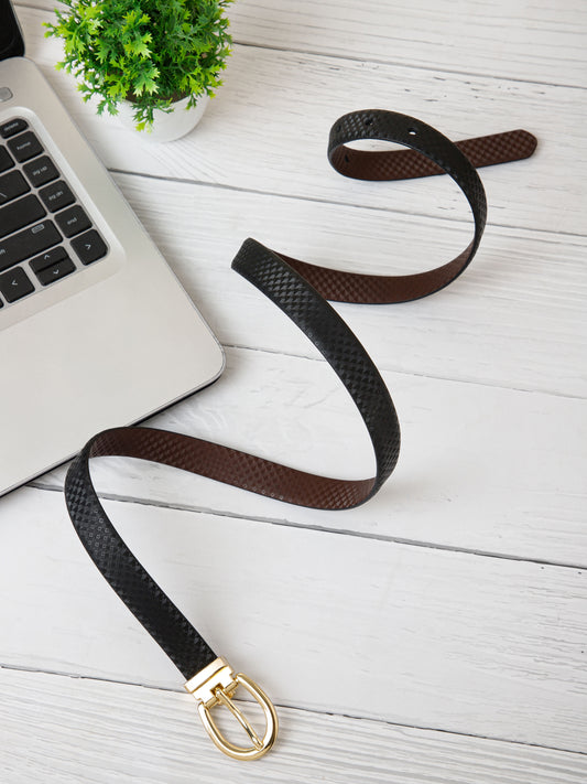 Elegant Reversible Ladies Belt LBRB-2721 G Black