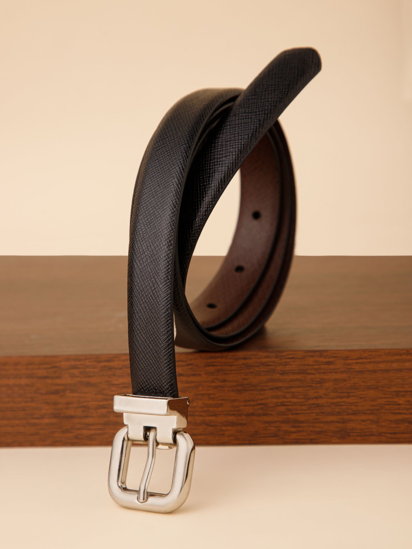 Saffiano Ladies Belt LBSB-2257 BN Black